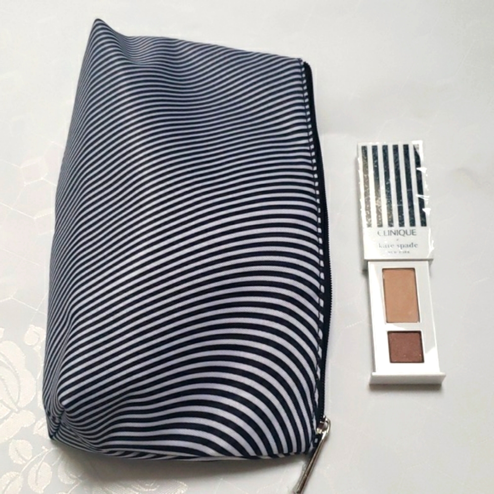 New Clinique x Kate Spade All About Shadow Duo Clinique Cosmetic Makeup Bag